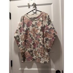 Vtg Women's Denim Republic Large Sweater Floral Lightweight Cottagecore Grandma